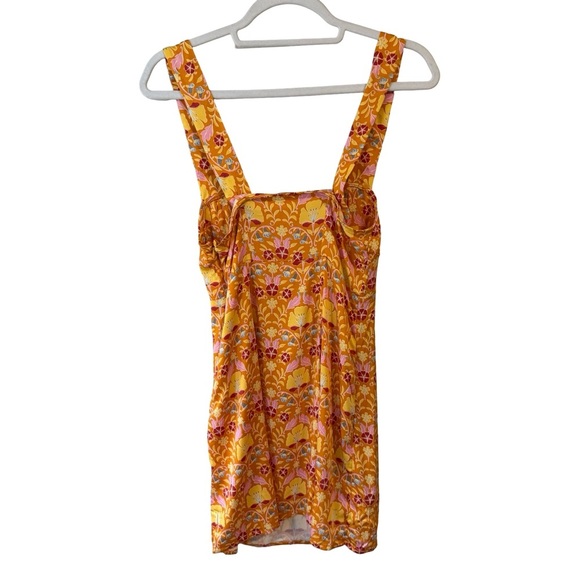 Free People Yellow Floral Sasha Mini Dress Size XS Boho Cottagecore Festival - Picture 3 of 14